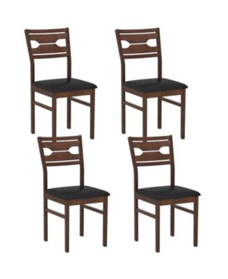 Wooden Dining Chair Set of 2 with PU Leather Padded Seat and Rubber Wood Frame