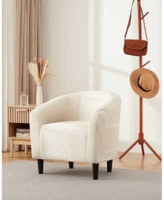 Accent Barrel Chair Corduroy Club Chair Elegant Armchair Cozy Backrest for Living Room Bedroom Reception Room Office