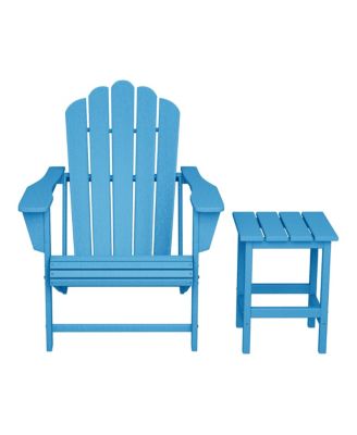 Outdoor Patio HDPE Adirondack Chair With Cup Holder and Table Set