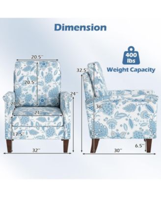 Floral Farmhouse Boho Accent Chair with Solid Wood Legs