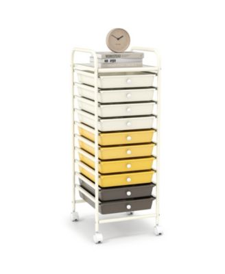 10 Drawer Rolling Storage Cart Organizer with 4 Universal Casters