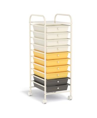 10 Drawer Rolling Storage Cart Organizer with 4 Universal Casters