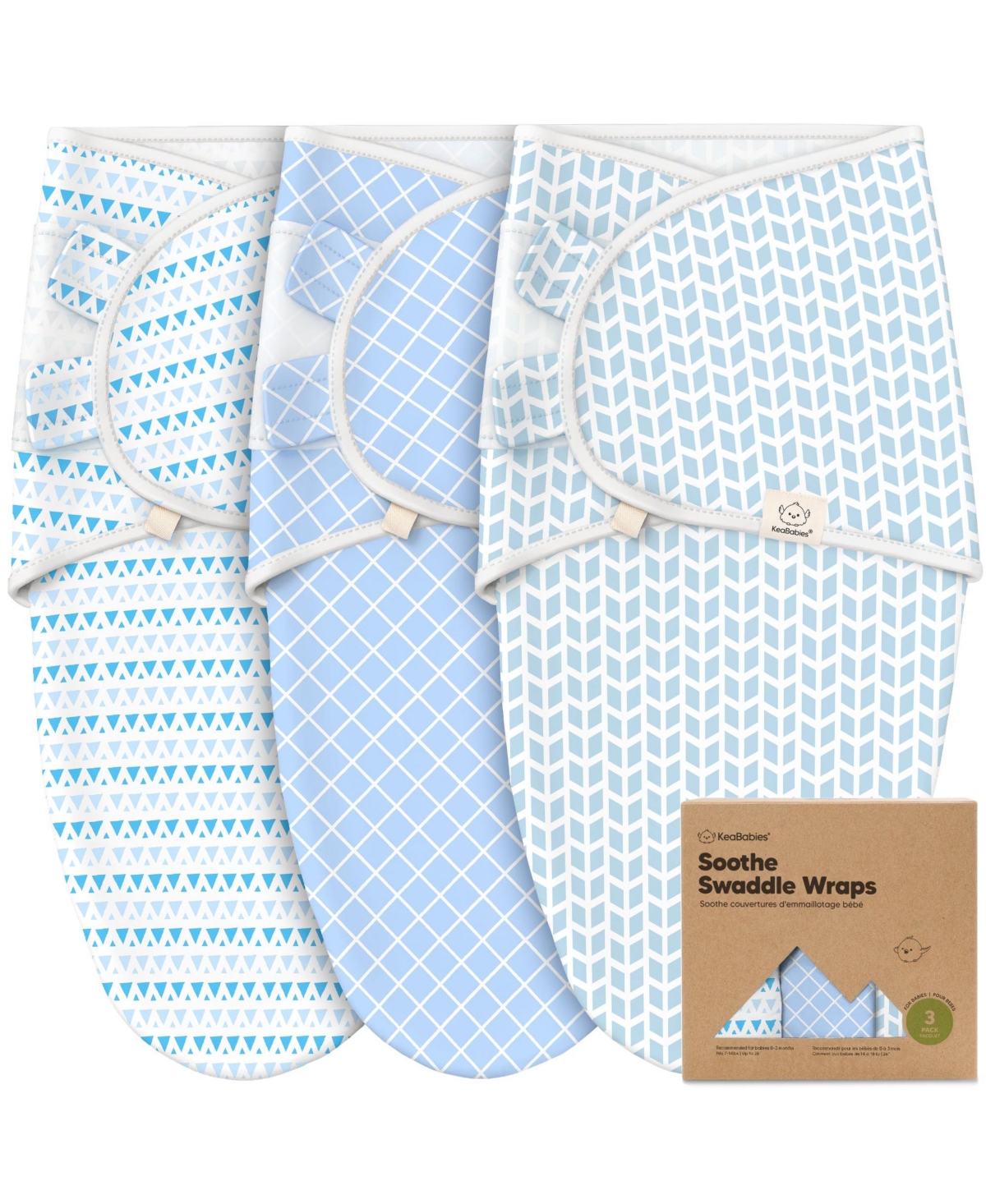 KeaBabies 3pk Soothe Baby Swaddle, Organic Baby Swaddle Sleep Sacks, Newborn, Infant Swaddle Sack - Storm