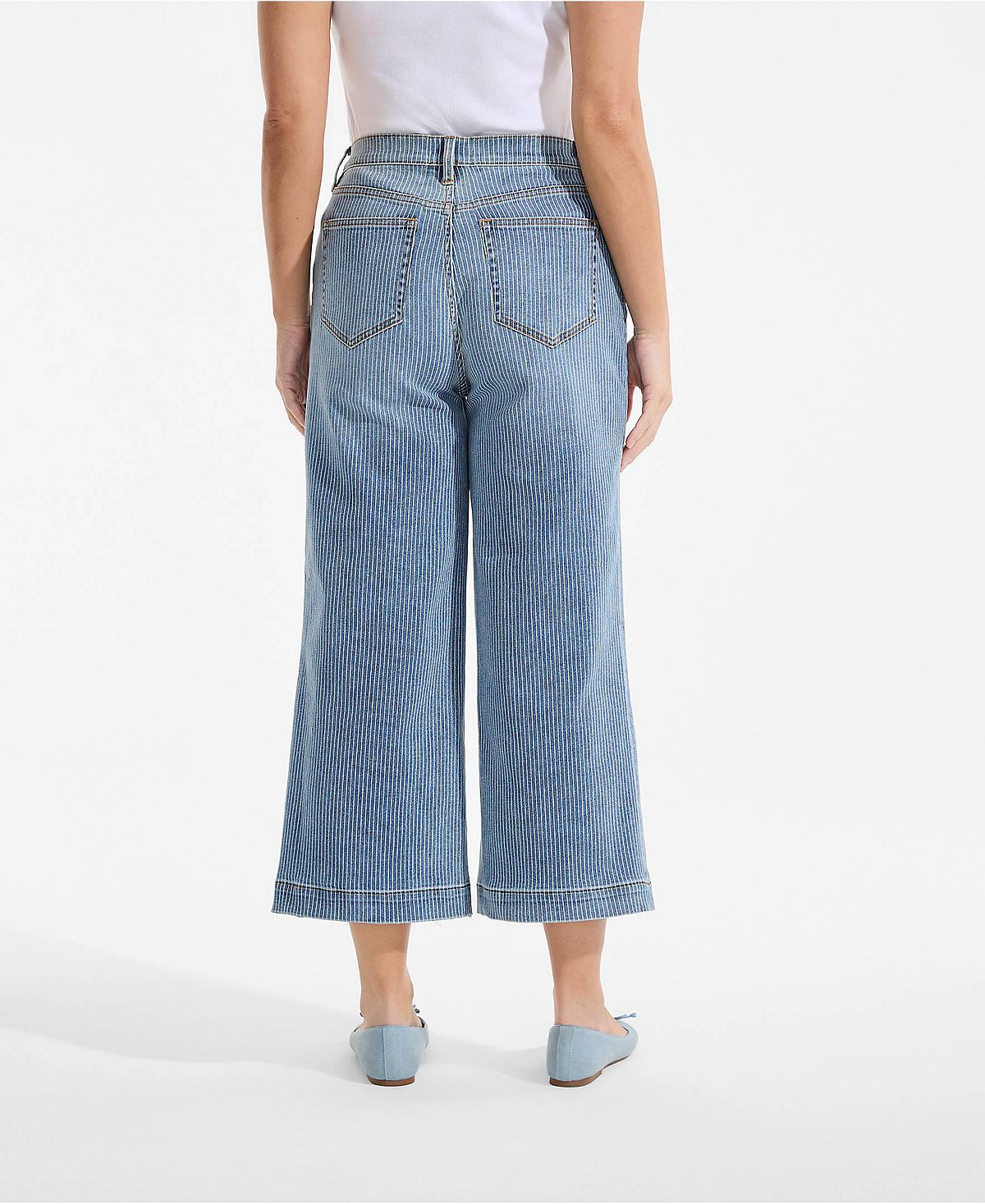 Lands' End Women's Recover Denim High Rise Wide Leg Crop Jeans view 2 — MAYCSS fashion products