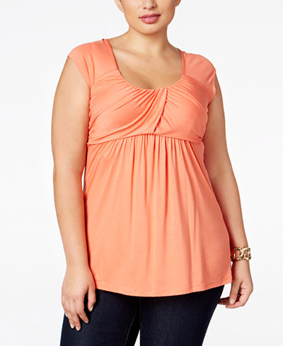 Soprano Trendy Plus Size Ruched Empire Top