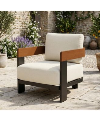 Patio Chair with Cushions, Outdoor Sofa with Metal Frame & Thick Seat Cushion, Modern Lounge Chair for Patio, Porch, Poolside