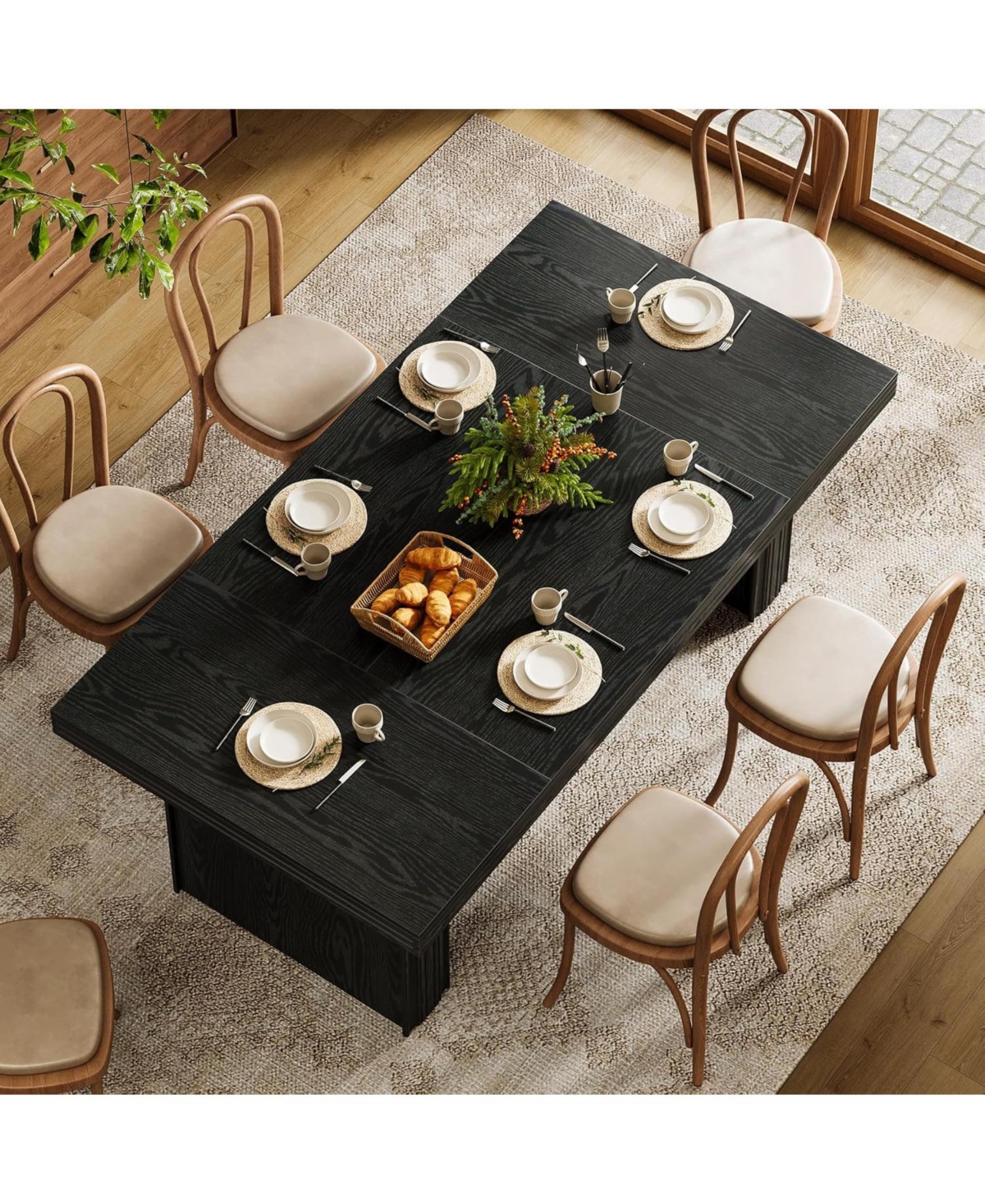 Tribesigns Farmhouse Dining Table for 6, Kitchen Table, Modern Dinner