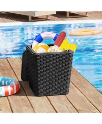 Outdoor Resin Storage Side Table with Removable Lid