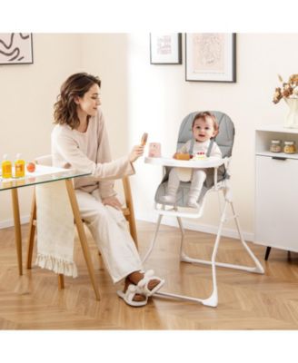 Easy Clean Compact Highchair with Removable Adjustable Tray and PU Seat Cushion