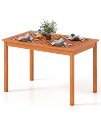 Rectangular Patio Dining Table for 4-6 with Slatted Top