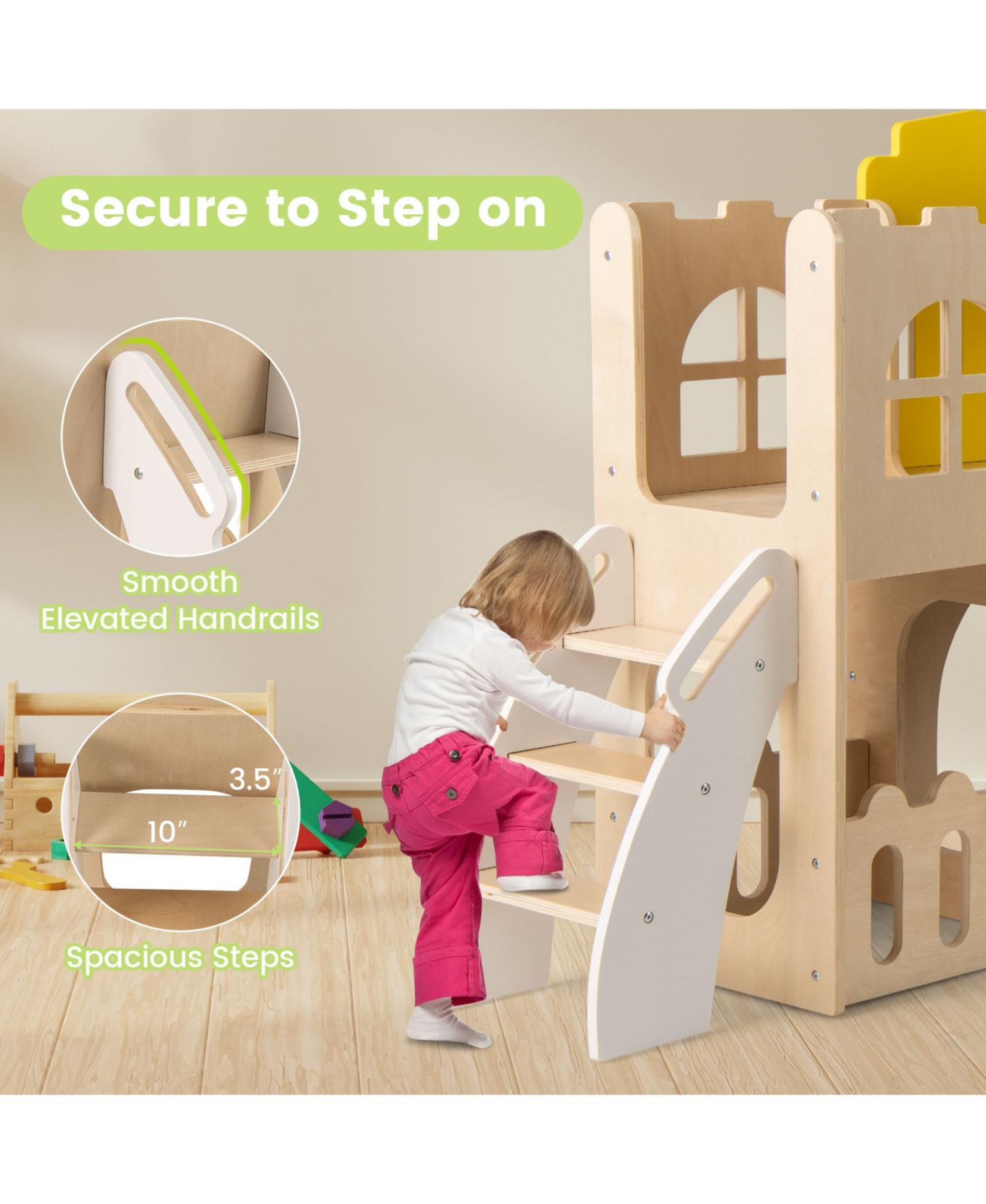 Kids 7-in-1 Slide Playset with Climber and Basketball Hoop