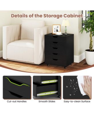 5 Drawer Mobile File Cabinet with Wheels for Living Room
