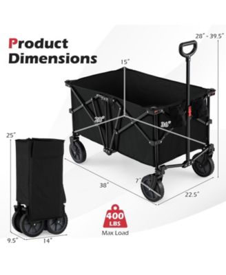 38 Inch 400 LBS Heavy-Duty Collapsible Wagon Cart with Adjustable Handle for Camping Garden