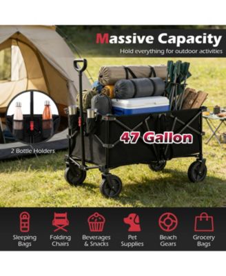 38 Inch 400 LBS Heavy-Duty Collapsible Wagon Cart with Adjustable Handle for Camping Garden