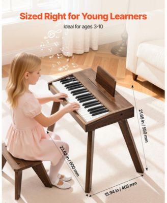 37 Key Wooden Digital Piano Set with Dual Power, Ages 3