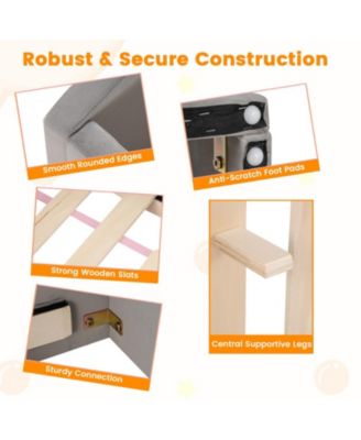Upholstered Toddler Bed Frame with Safety Rails