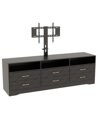 Home 32" to 80" Entertainment Center, Wood Media Console Dresser with 6 Drawers and Adjustable Bracket.