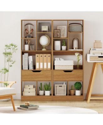 51inch Tall Freestanding Bookcase with Drawer 7-Cube Storage Organizer