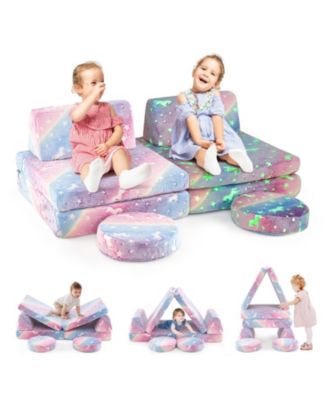 Modular Kids Play Couch Set Glow in the Dark with Portable Handles
