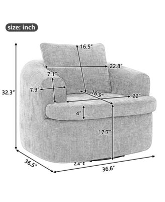 360degree(s) Swivel Barrel Accent Chair, 36.6" Soft Chenille Fabric Sofa Chair with Dual-Layer Cushion Design for Living Room