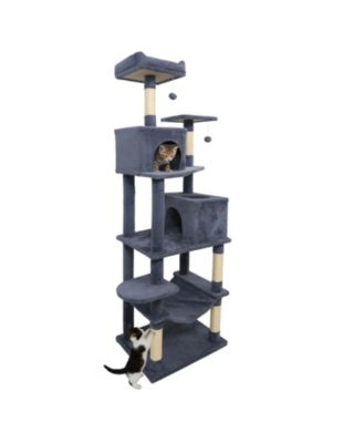 Cat Tree 58 inch Modern with Plush Perch and 2 Condos