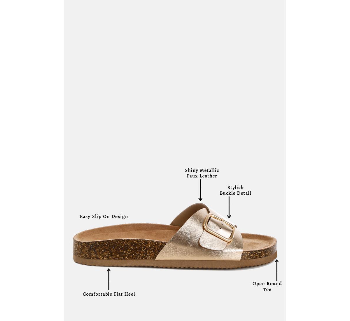 London Rag Women's Uvaria Metallic Slip-On Sandals