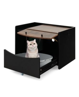 Cat Litter Box Enclosure Pull-Out Drawer Winding Entry