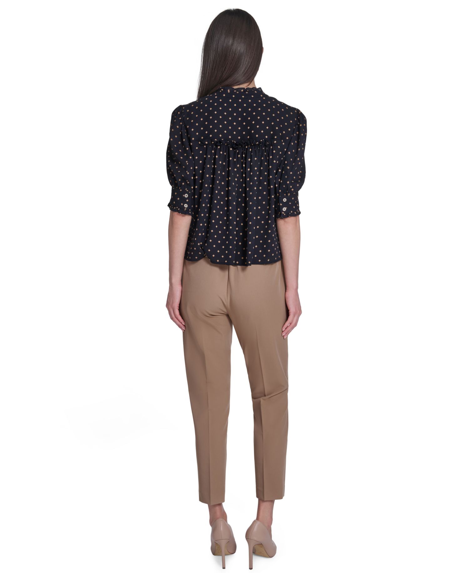 Women's Collared Ruffle Neck Blouse