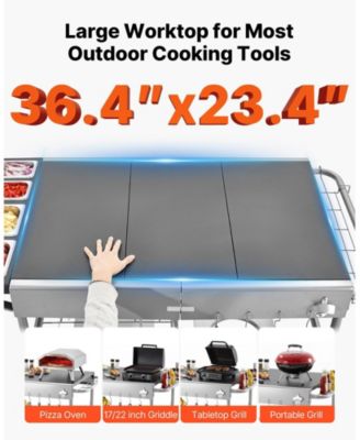 Outdoor Grill Cart 36x23 Inch Tabletop with Spice Containers