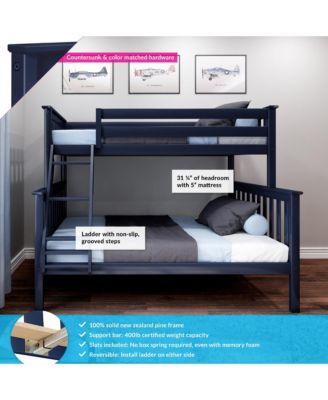 Bunk Bed Twin over Full Size, Solid Wood Bunk Beds with Ladder for Kids