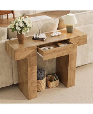 47 in Long Console Table with Drawer, Wooden Rectangular Sofa Table Behind The Couch, Industrial Farmhouse Entryway Foyer Hallway Tables
