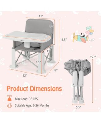 Portable Baby Booster Seat with Straps and Double Tray