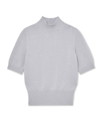 Women's Cotton and Wool Funnel-Neck Knit Top