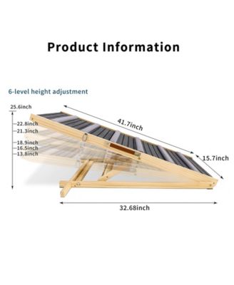 Adjustable Dog Ramp for Couch, 6 Heights 14"-25" with Non-Slip Pad, Portable Stable Pet Steps for Small Dogs, Sofa and Stairs