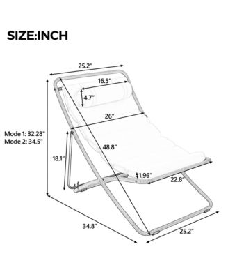 2-Piece Foldable Rattan Lounge Chair Set, Outdoor Reclining Chair with Adjustable Backrest, Thick Cushion and Removable Headrest for Beach