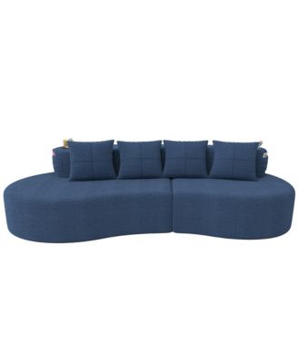 3-Seater Half Moon Curved Sectional Sofa, Modern Modular Couch with Soft Chenille Fabric, 2 Cup Holders and Side Pockets for Living Room