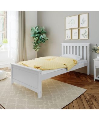 Max and Lily Twin Bed Frame with Headboard, Solid Wood Platform Bed for Kids