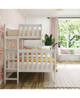 Solid Wood Bunk Bed, Twin over Full with Ladder on End for Kids