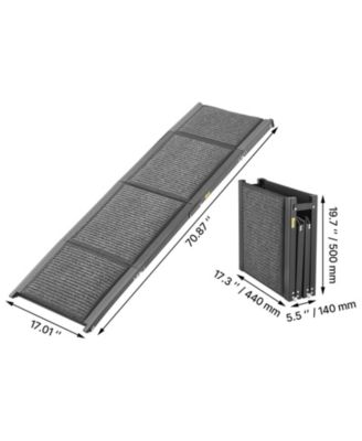 71" Folding Dog Ramp for Cars, SUV and Truck. Non-slip felt surface, supports up to 250lbs, portable design, ideal