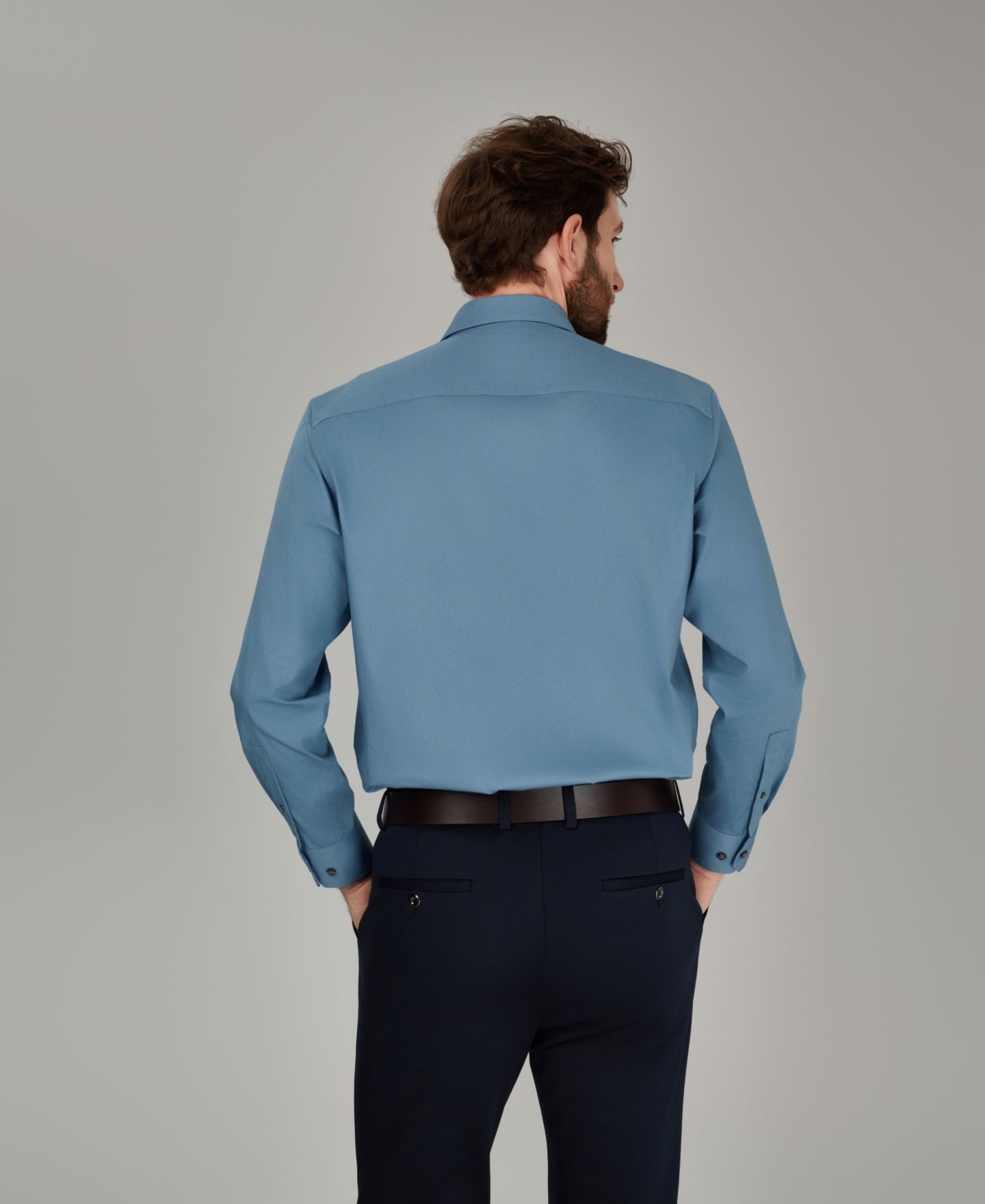 Мужская рубашка Alfani Regular-Fit Solid Dress Shirt, цвет: Синий пыльный — фото 6