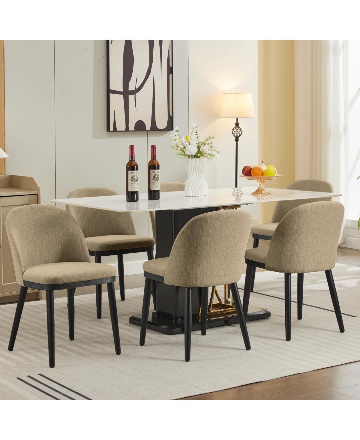 gaomon Wooden Dining Chairs Set of,Modern Fabric Upholstered Dining Room Chair, Large Dining Room Kitchen Chairs with High Back and Deep Seat