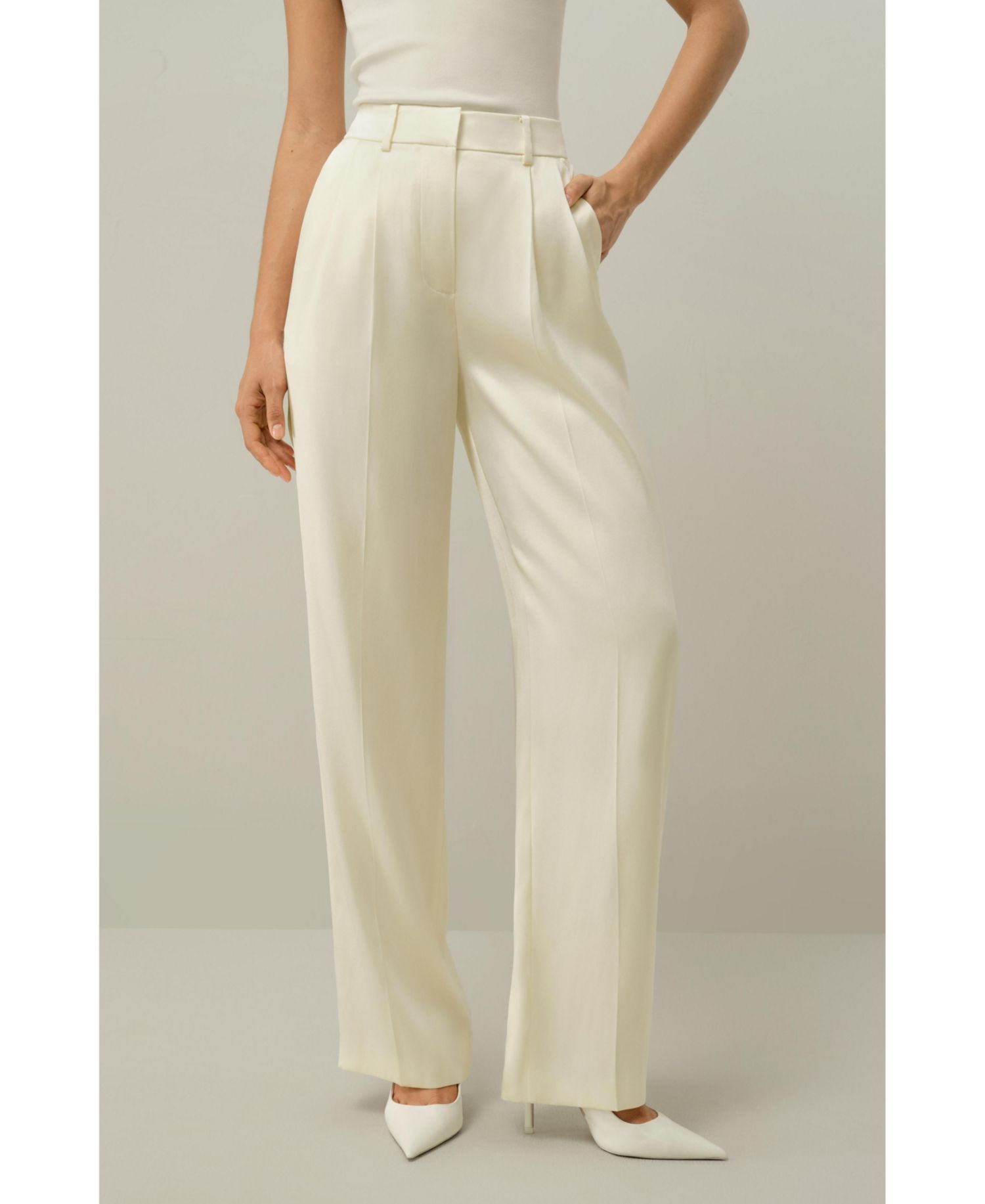 Women's Double-Faced Charmeuse Straight- Leg Pant