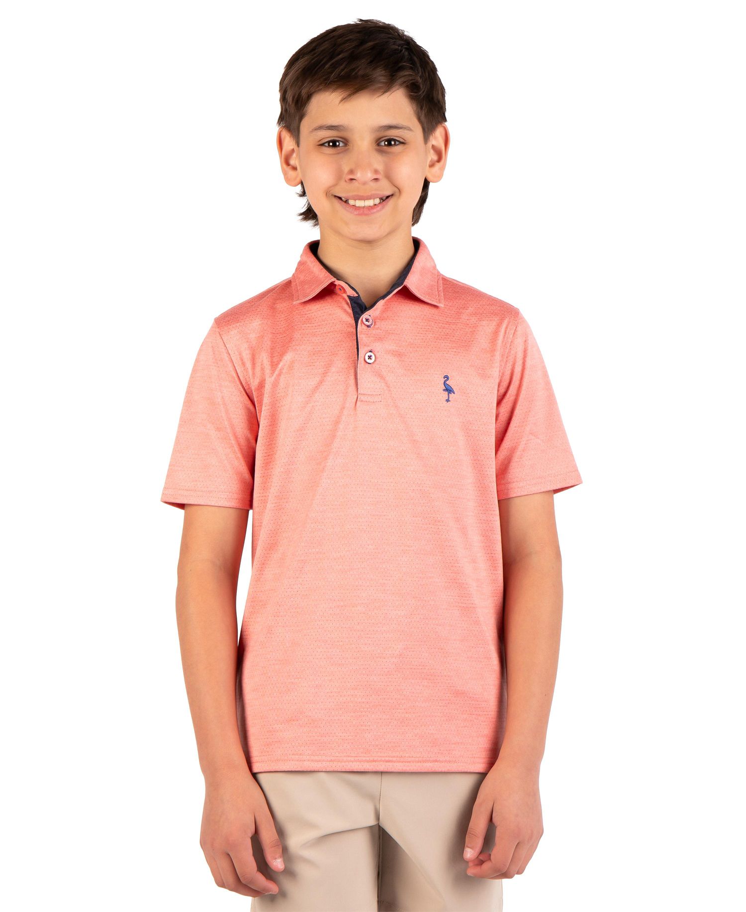 Boys Melange Mesh Performance Polo