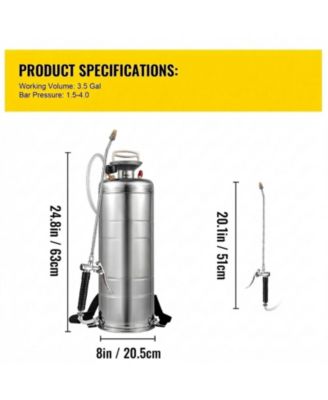 3.5Gal Stainless Steel Sprayer, 20" Wand, Adjustable Nozzle for Gardening
