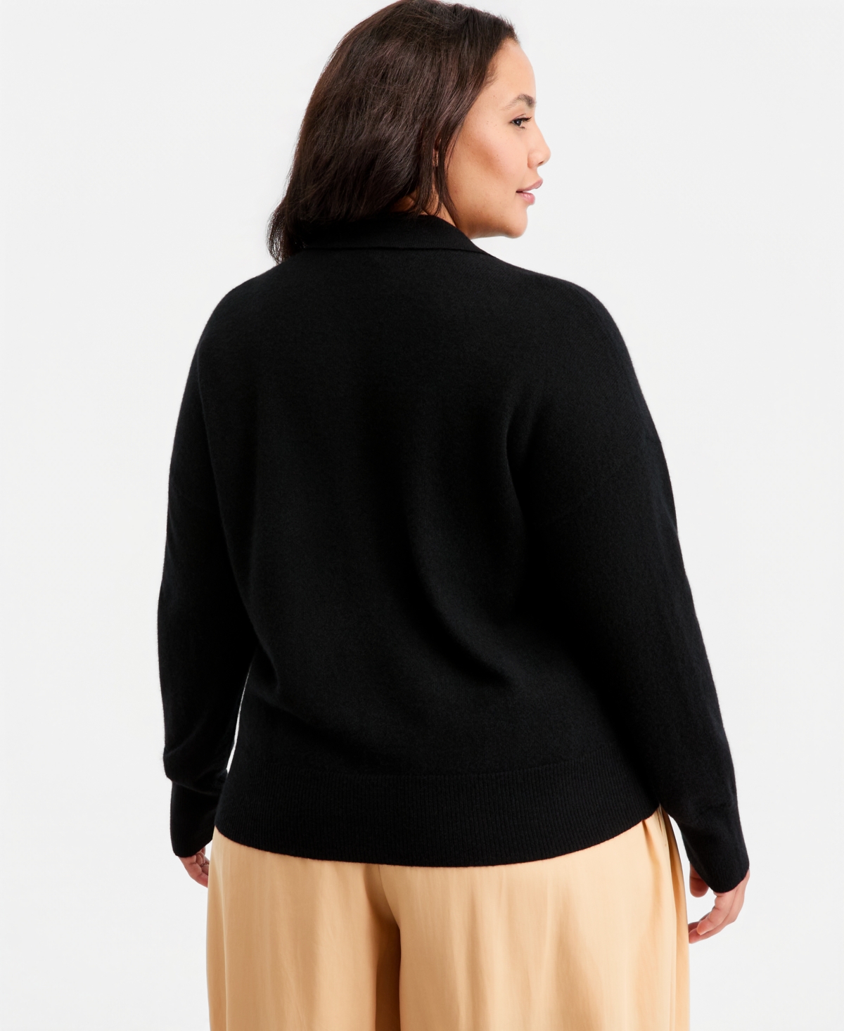 Charter Club Plus 100% Cashmere Collared Cardigan, Macy's Exclusive