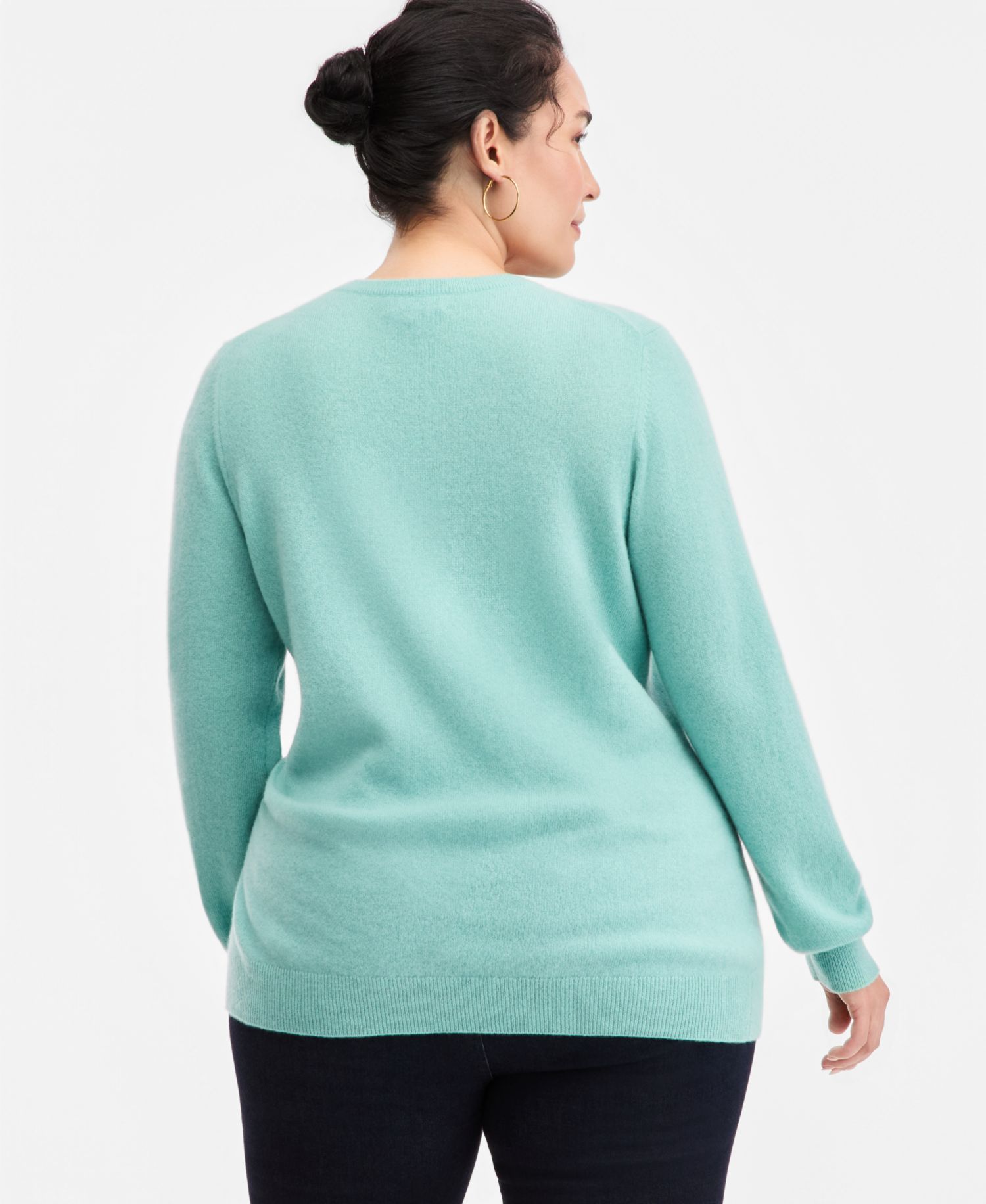 100% Cashmere Women's Petite Long-Sleeve Crewneck Sweater
