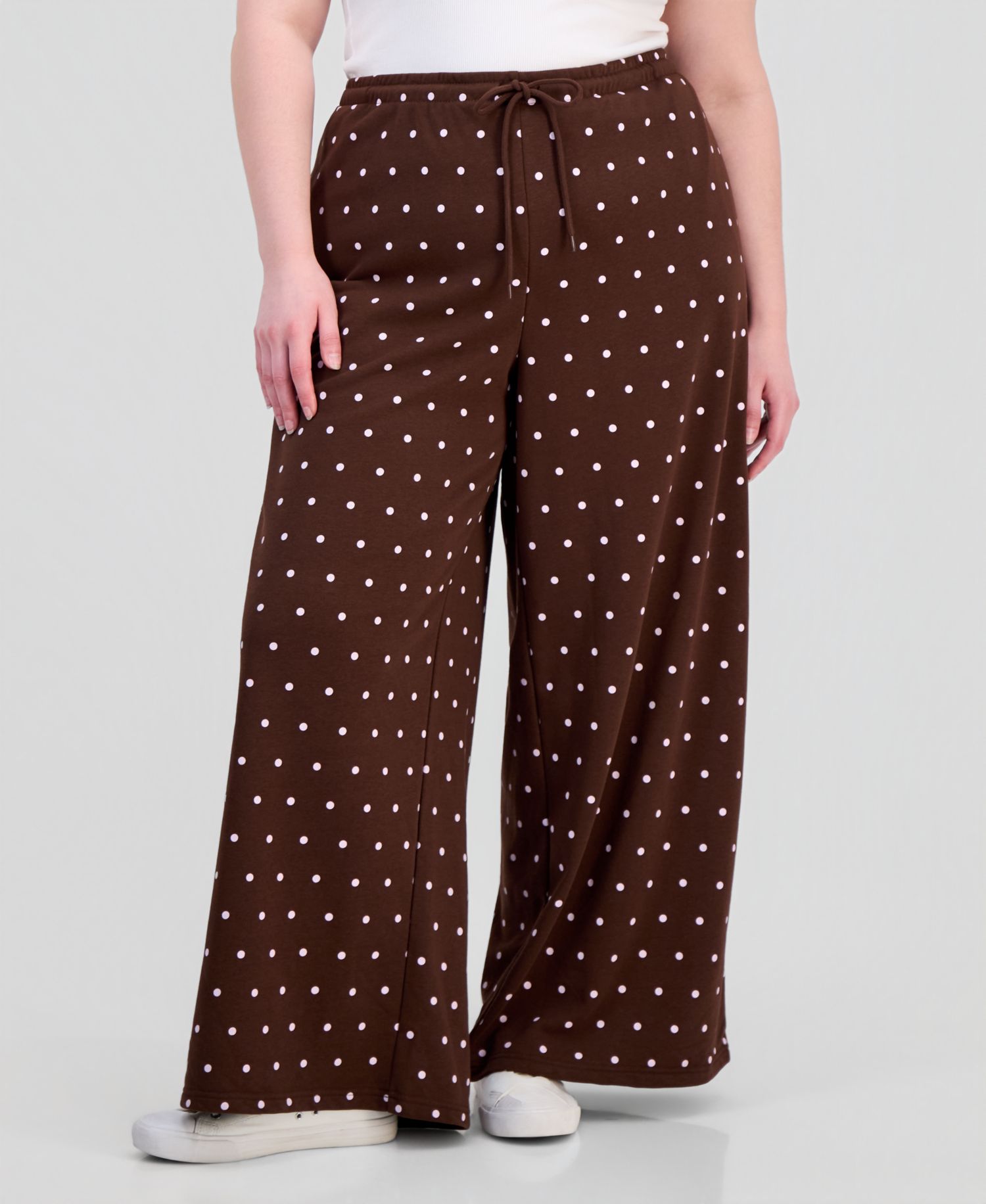Trendy Plus Size Wide-Leg Drawstring Sweatpants