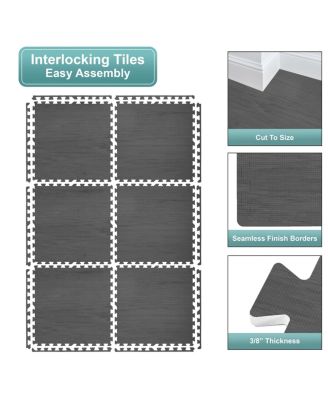 30 Tiles 120 Sq ft Wood Grain Interlocking Floor Foam Tile Mats - for Home, Playroom, Basement, Trade Show