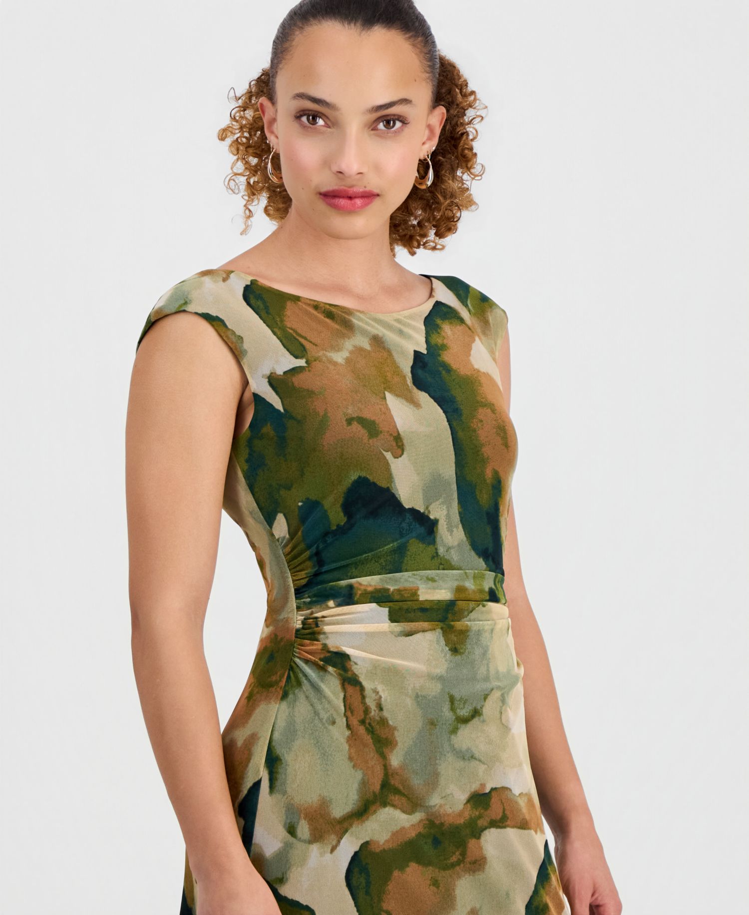 Petite Cap-Sleeve Midi Dress