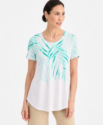 Women's Printed Scoop-Neck Short Sleeve Top